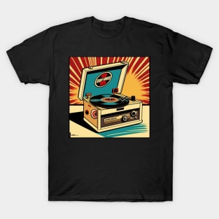 Vintage Record Player Turntable Pop Art T-Shirt